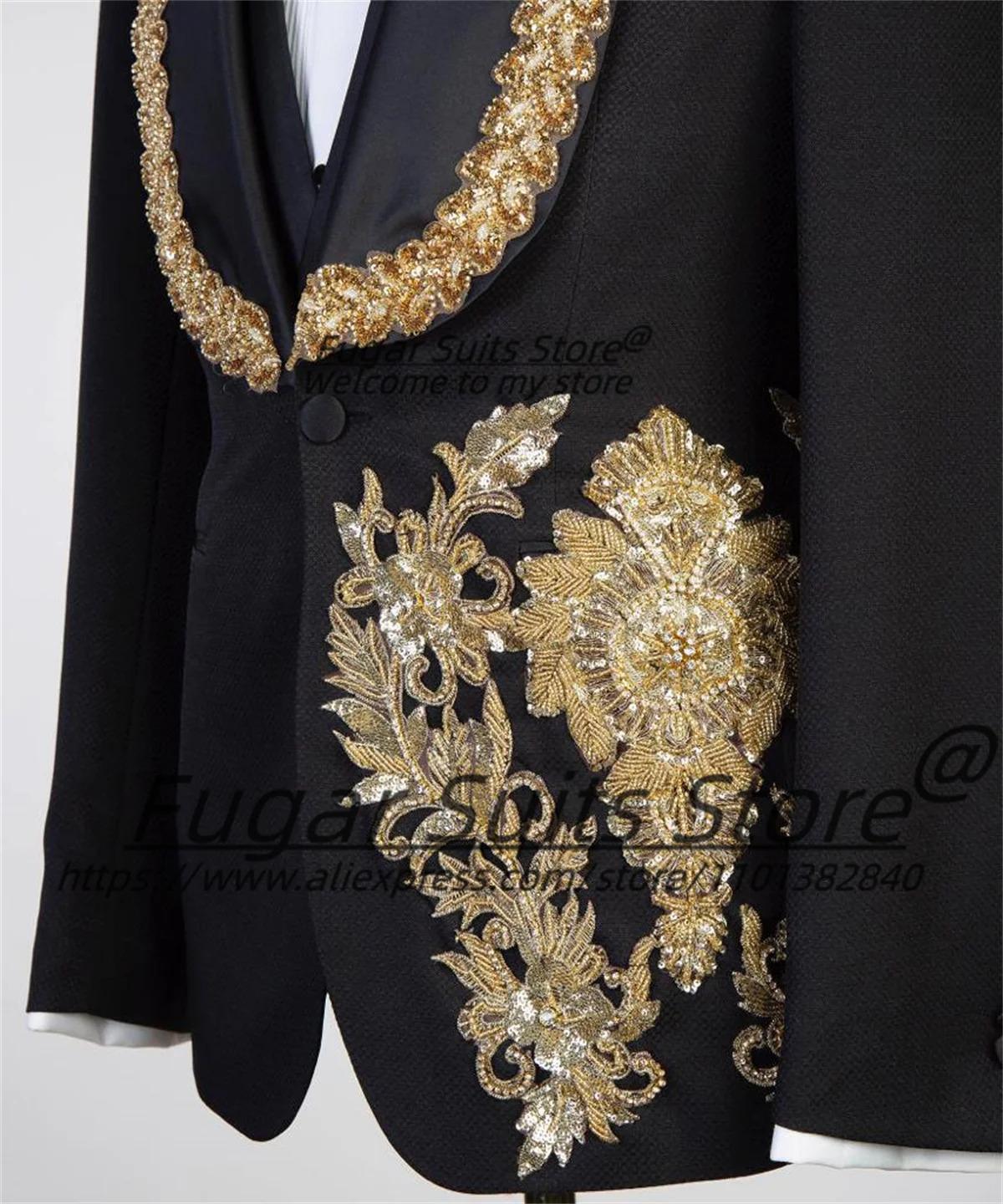 High-end Golden Bead Embroidery Wedding Suits For Men Magnificent Male Blazers Groom Tuxedos 3 Pieces Sets Elegant Ropa Hombre 250520