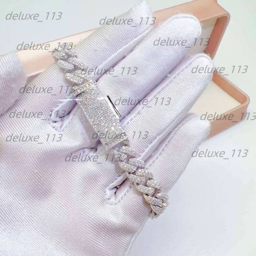 Moissanite Necklace, 20 Years Of Experience In Manufacturing, Hip Hop 8Mm Double Rowed Stone Sier Moissanite Cubanlink Chain Necklace