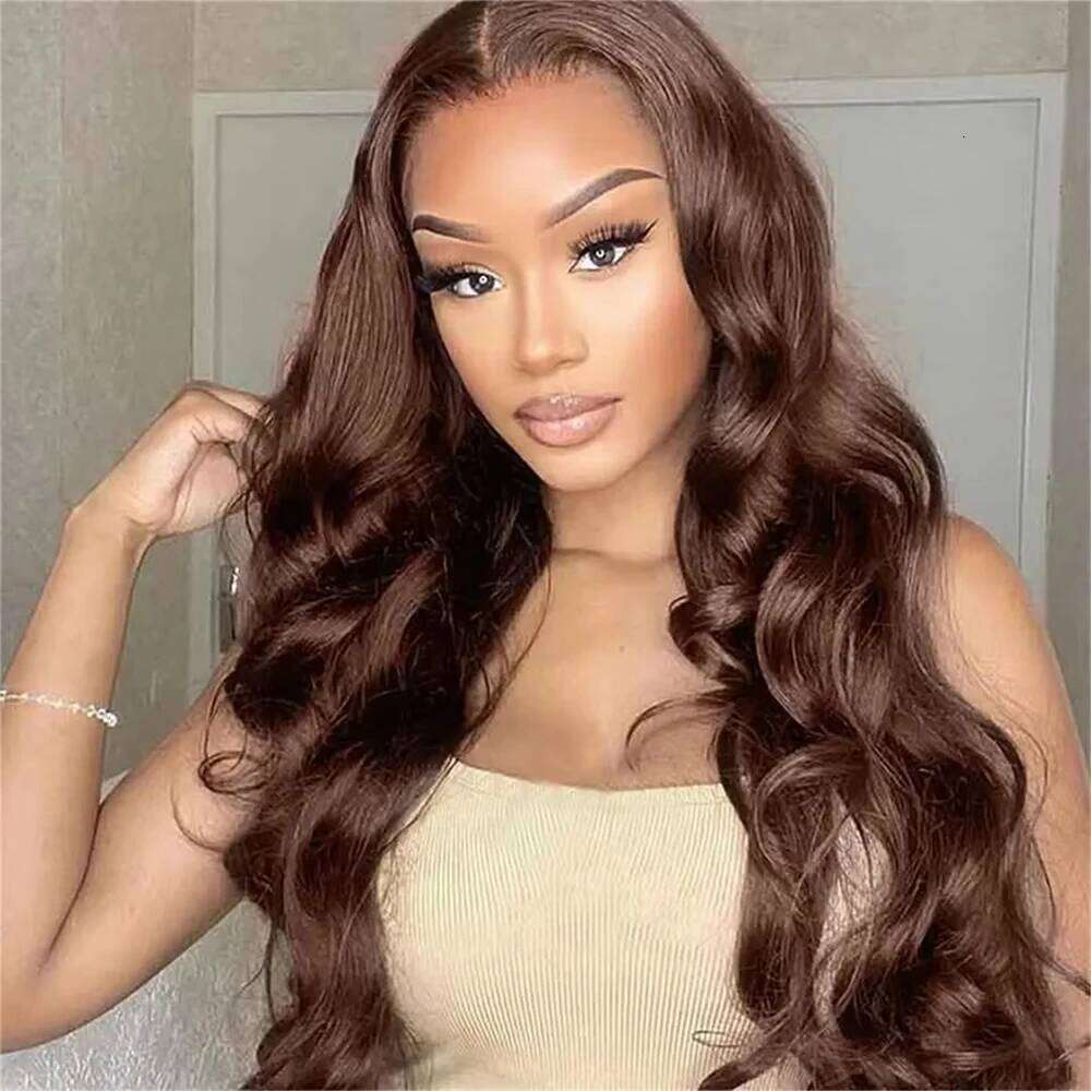 HD 200% 30 36 Inches Chocolate Brown Body Wave 13x6 Front Human Wigs 13x4 Lace Frontal Brazilian Remy Hair Wig