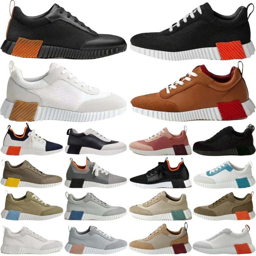 luxury designer shoes Bouncing Sneaker Men Casual Leather And Mesh Lace Up Sports Runner Shoes Rubber Sole Mans Low Top Street Style size Eu 36-46 H Word