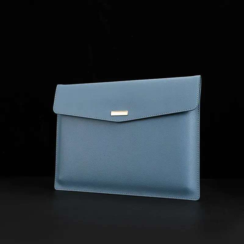 Leather File Folder Large Capacity Document Bag Business Briefcase Magnetic Button Waterproof Laptop Cases Office Organizer