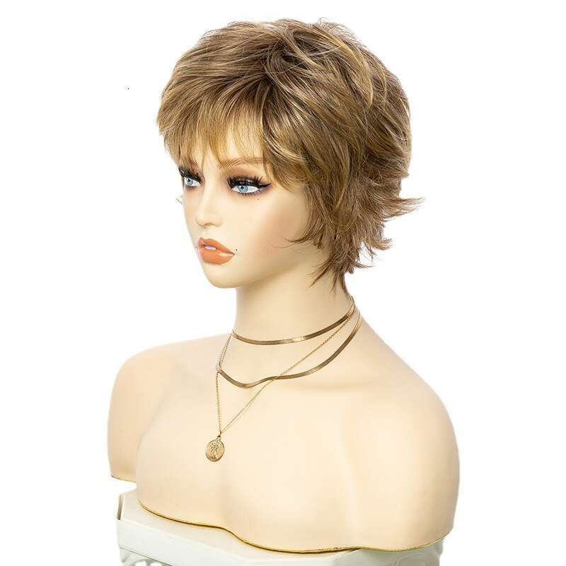 Women's wig Fashion Short Natural Curly Light Blonde Synthetic High-Temperature Fiber Wig