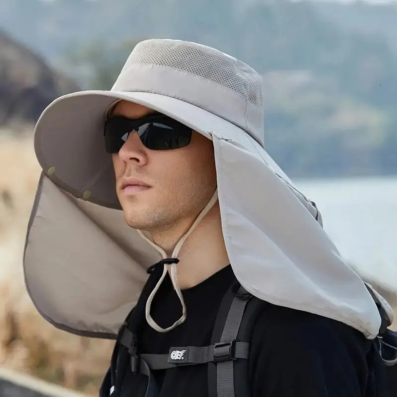 Adjustable Outdoor Cap With Neck Guard Sunscreen UV Protection Breathable Foldable Men Women Fishing Camping Hiking Casual Hats 250523