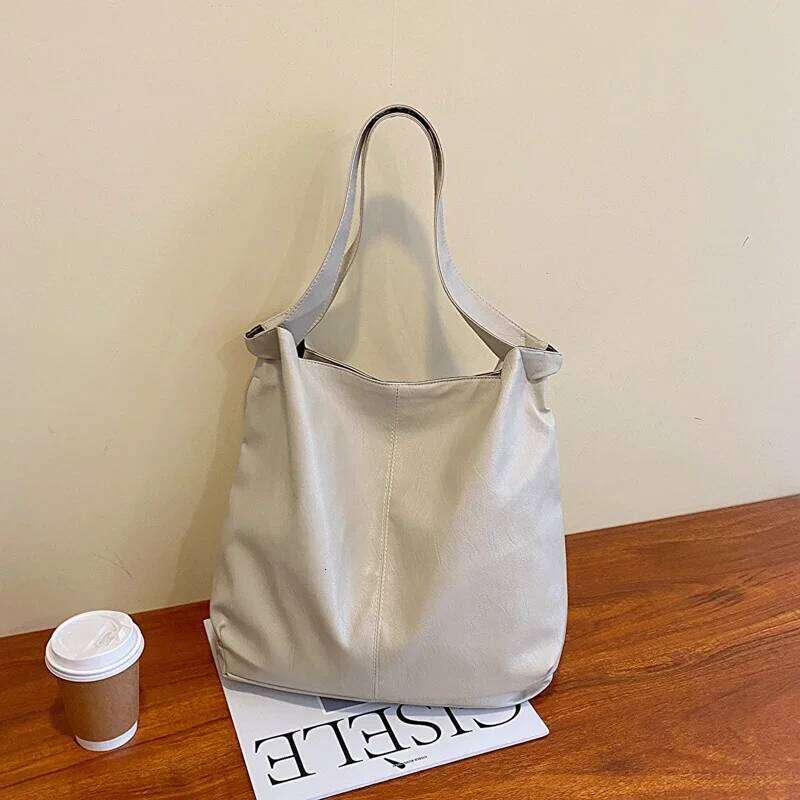 VONMONAN Fashion Big PU Leather Tote for Women Trendy Female Simple Large High Capacity Retro Shoulder Side Bag Handbags