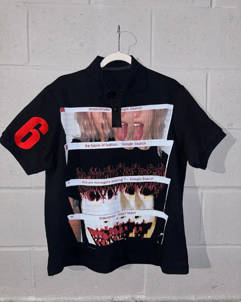 Men's T Shirts Drolandmiller Print Graphic Cotton Y2k Harajuku Tops Retro Men Women Goth Style Short Sleeve Streetwear