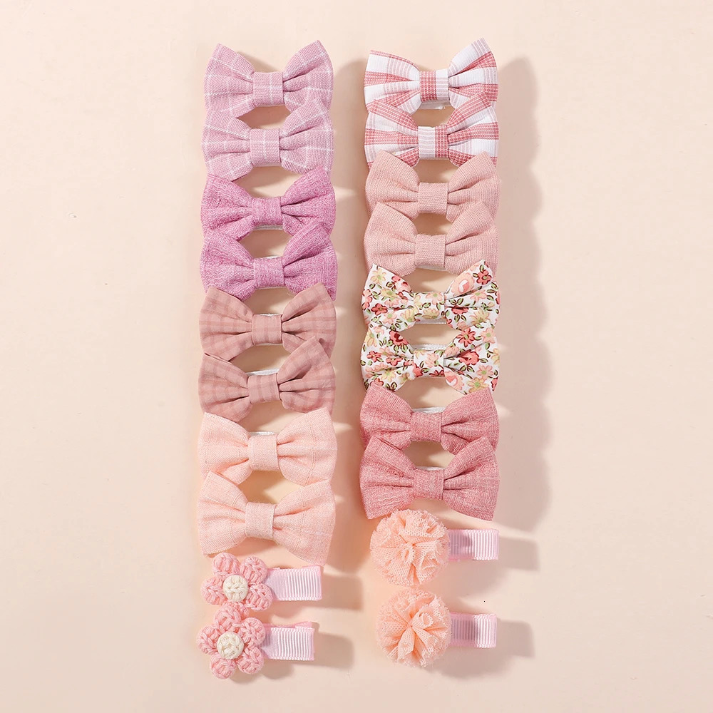 20pcs/set Lovely Kids Bows Hair Clips for Girls Barrette Boutique Full Coverage Fabric Childrens Headwear Baby Hair Accessories 250528