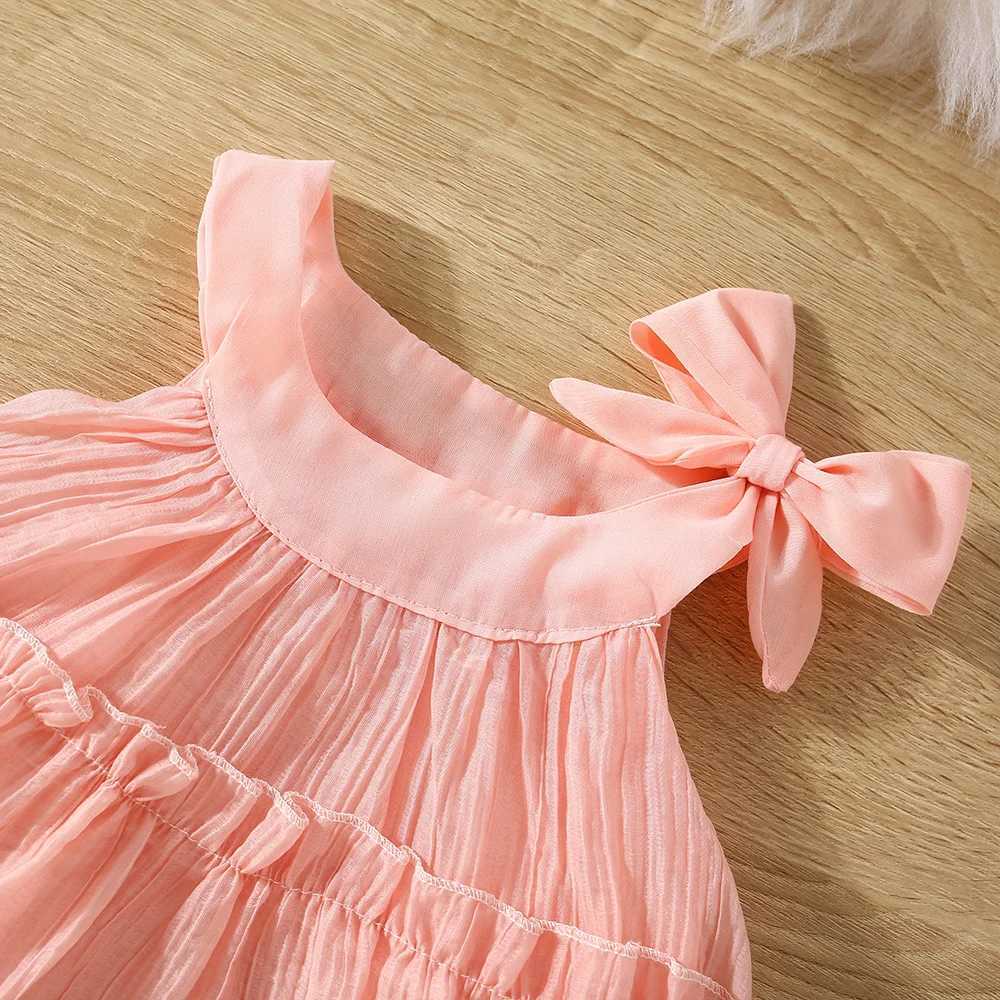 (0-4 Year Old Baby Girl Princess Dress) Summer New Korean Style Sweet Bow ChildrenS Sleeveless Clothes For Birthday Parties X250528