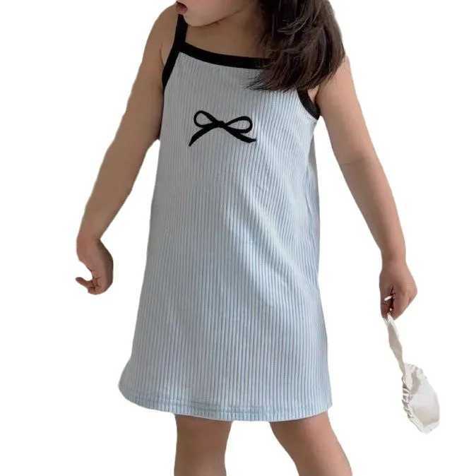 UNITIM Summer Sweet Fashionable Baby Girls Dress Strap Square Collar Bow Print Dresses For 1-8 Years Girls Casual Sling Dress X250528