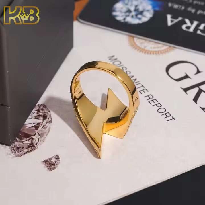 Premium VVS Moissanite Mens Hip Hop Ring 925 Sterling Silver Gold Plated Illuminating Pave Diamond Design High End Fine Jewelry