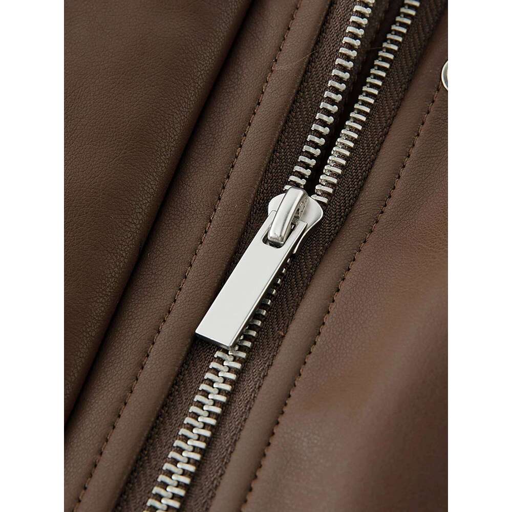 DUSHU Office Lady Women's Retro Leather 2025 Spring New Fashion Casual Loose Women Jacket 25DS81146