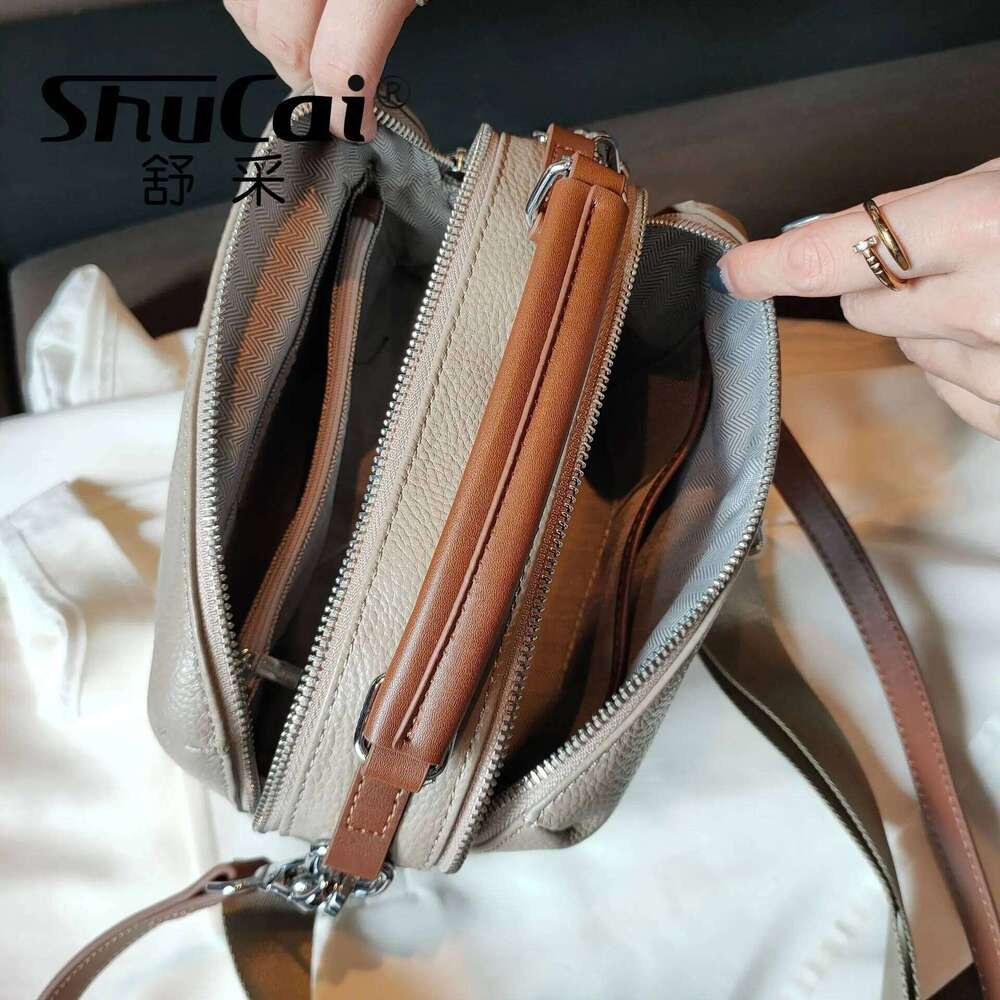 SHUCAI fashion new soft top layer cowhide casual simple commuter hand-held one-shoulder messenger bag