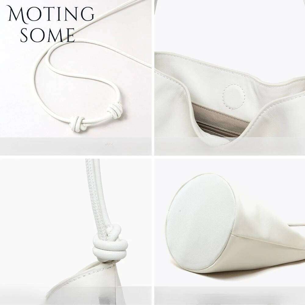 Motingsome Full Grain Cowhide Leather Handbag Women Mini Bucket Tote Strings Shoulder Summer Bags Daily Commuting Purse 2025 New