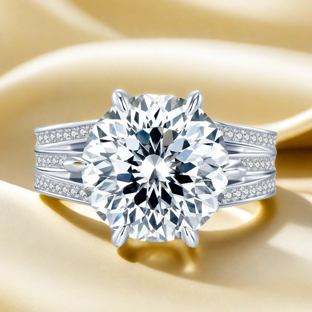 10CT Moissanite VVDS1 Eight Hearts and Arrows S925 Sterling Silver Elegant, Luxurious, Fashionable Designer ring Beautiful Statue of Liberty Ring for 