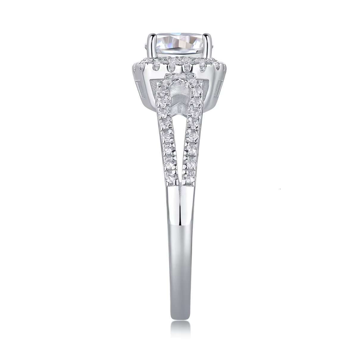 VANFI Ladies 925 Sterling Silver Square Moissanite Jewelry Ring