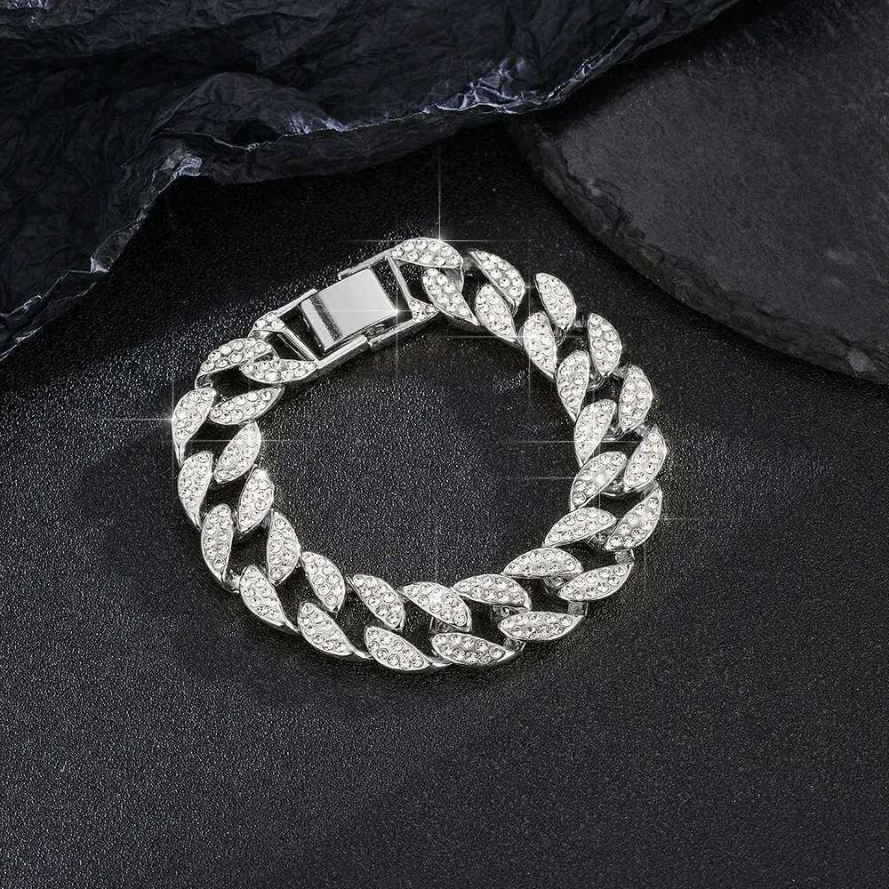 Accessories for men, hip-hop Cuban necklace, full dia trendy sweater 12MM large gold chain, no fading