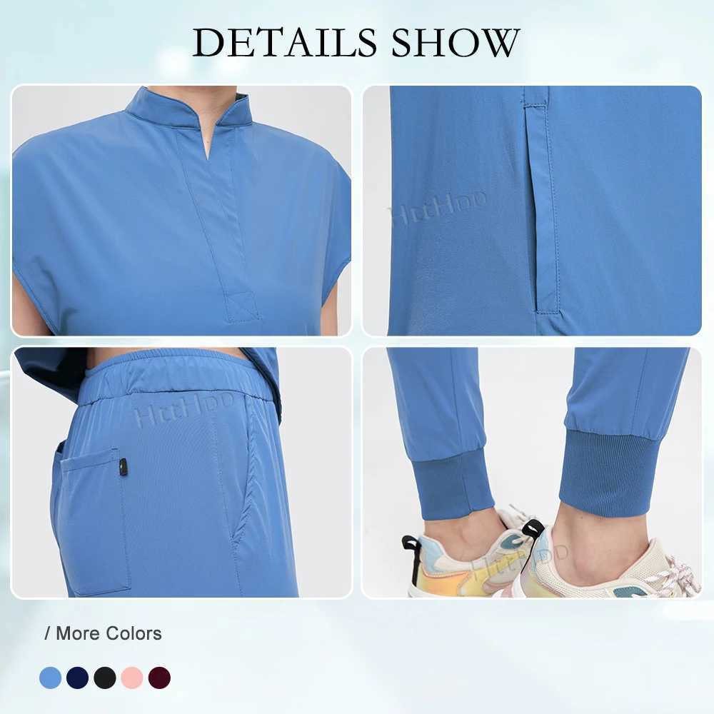 Medical Scrub Joggers Sets Fashion Nurse Uniform Women Men Beauty Sn Healthcare Pharmacy Nursing Scrub Top+pants Suit Uniform X2505281