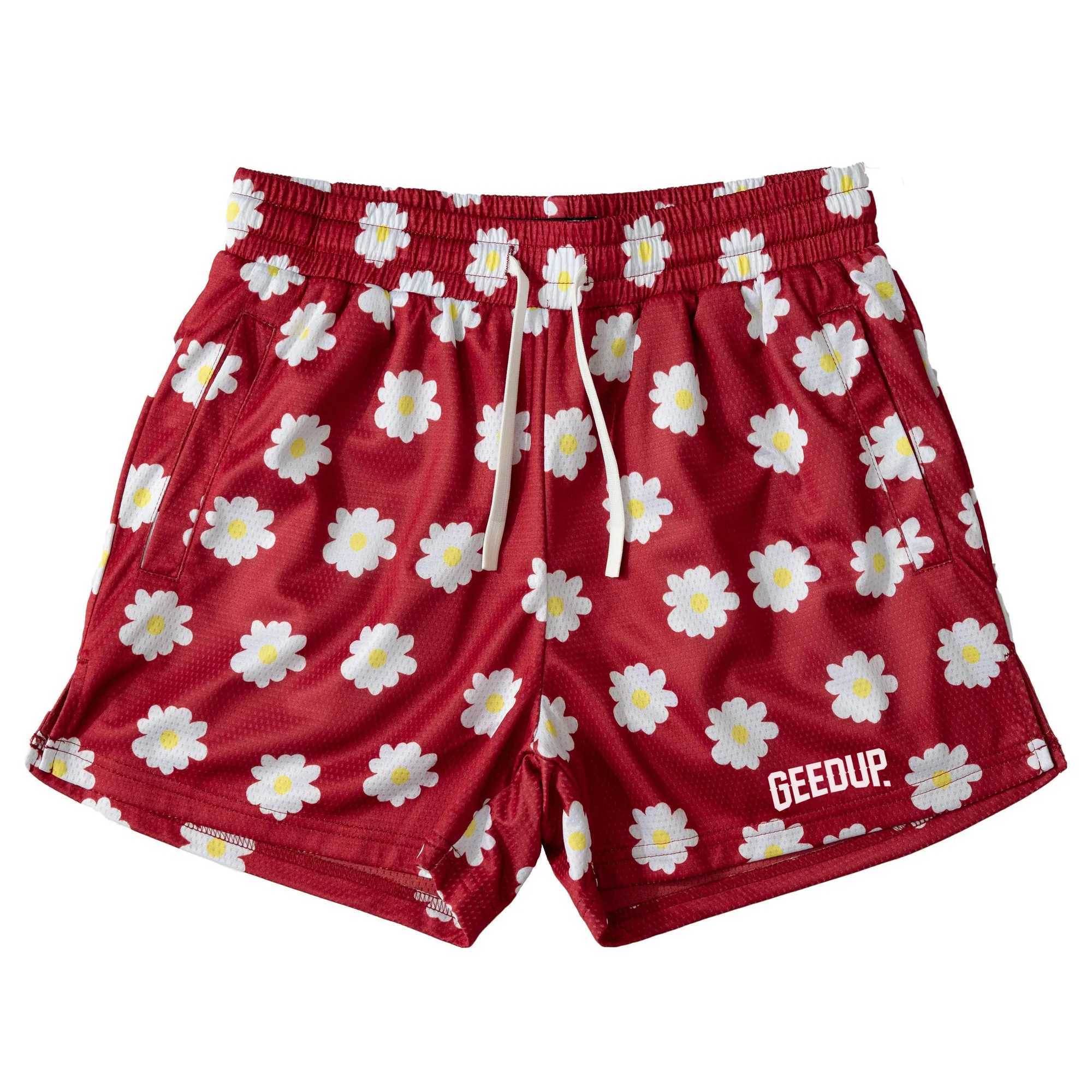 2025 Summer Mens Beach Pants Mesh Fabric Casual Fashion Brand Chrysanthemum Print Shorts X250528