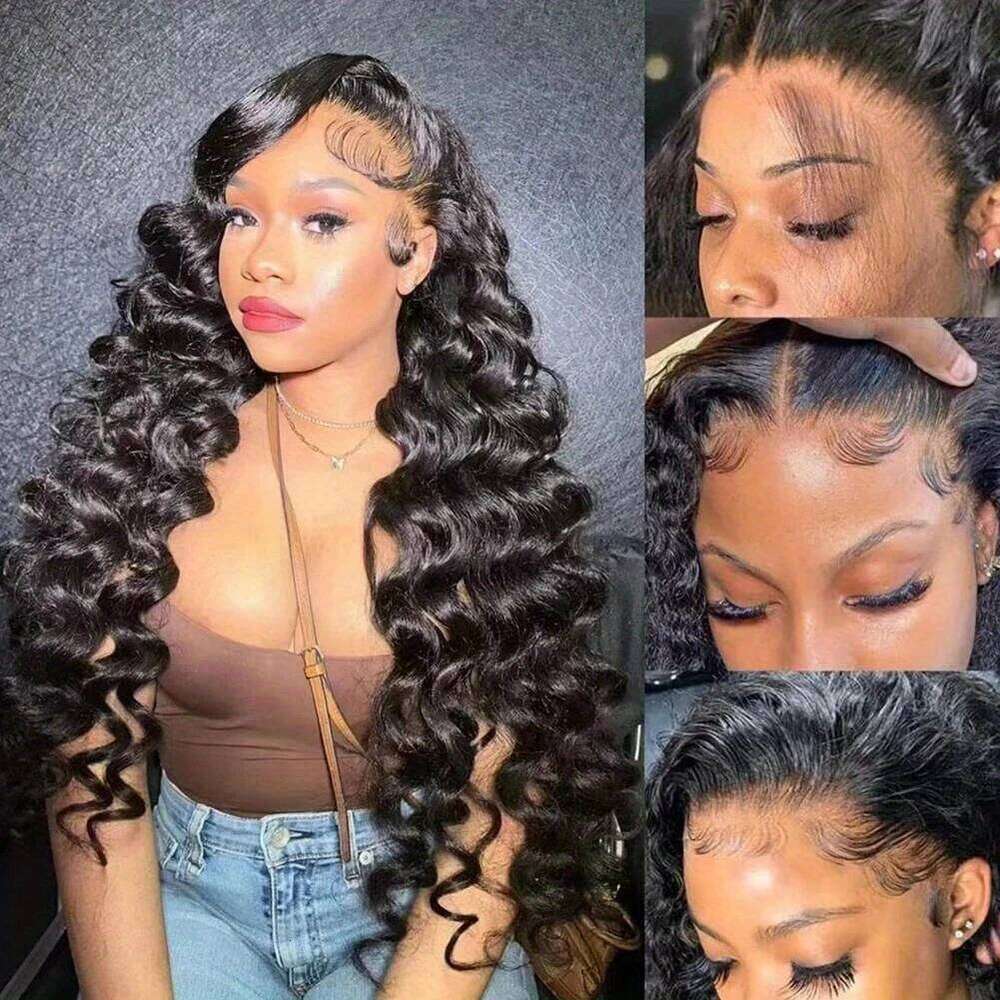 30 inch 13x6 HD Front Loose Deep Wave Human Hair Frontal Wigs Transparent Lace Brazilian Virgin wig
