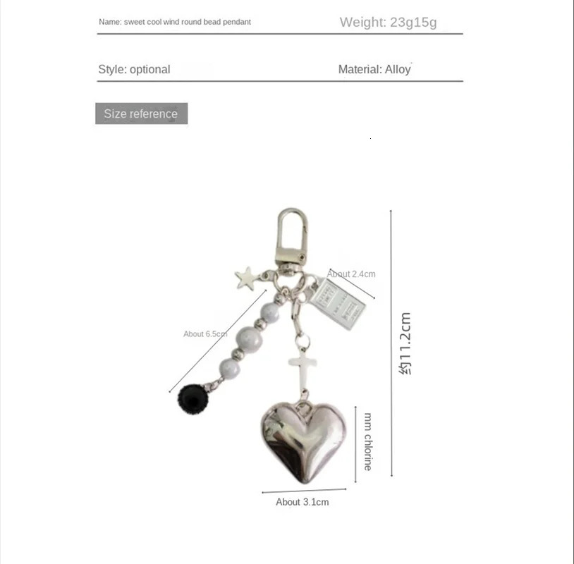 Fashion Handmade Beaded Pearl Keychain Pendant Mobile Phone Key Chains Heart Love Decorations Headphone Jewelry Accessories Gift 250527