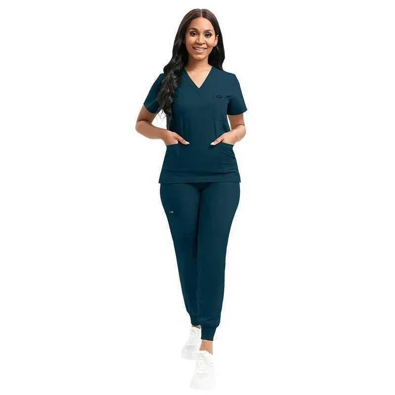 Multicolor Unisex Short Slved Pharmacy Nurse Uniform Hospital Doctor Workwear Oral Dental Surgery Uniforms Medical Scrubs Sets X2505281
