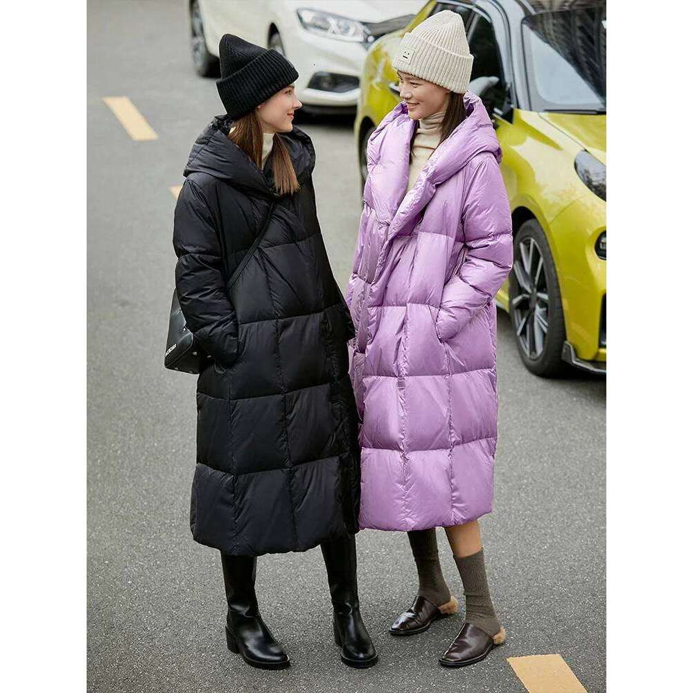 AMII Minimalist Down Puffer For Women Winter Long Bread Coat Light Thick Warm Quality Fashion Outerwear New 12324060