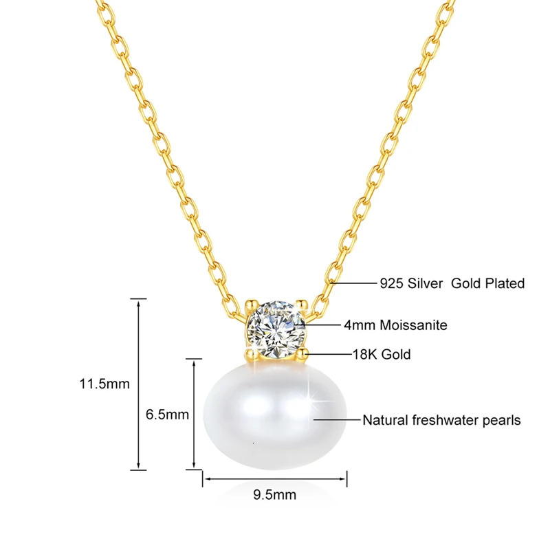 Real 18K Yellow Gold Necklace Pendant Natural Freshwater Pearl Pure AU750 Fine Jewelry for Women Birthday Gift 250520