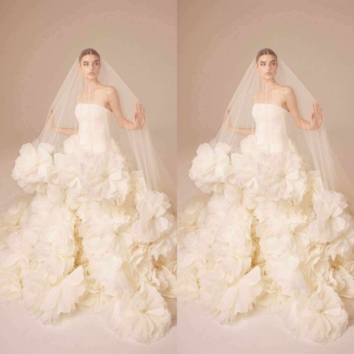 Luxury 3 Metri Veli Da Sposa Avorio Bianco Con Velo Da Sposa Floreale 3D Floral…