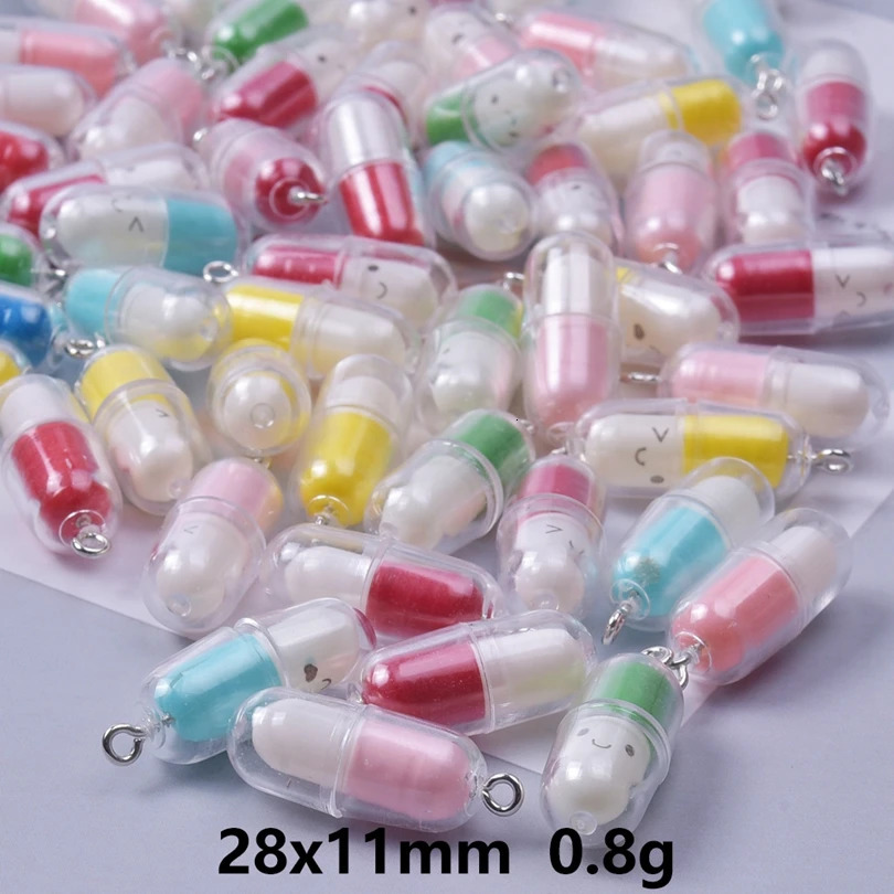 103050100pcs Resin Cute Smiling Face Capsule Charms Pendant For Jewelry Making Diy Earrings Keychain Handmade Accessories 250519