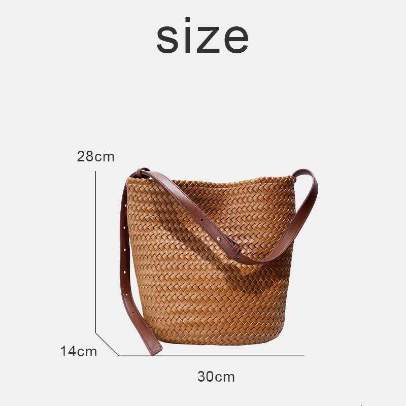 England Style Handwoven Bucket Bags For Women Designer Handbags Purses 2025 New In PU Cross Woven Small Underarm Shoulder