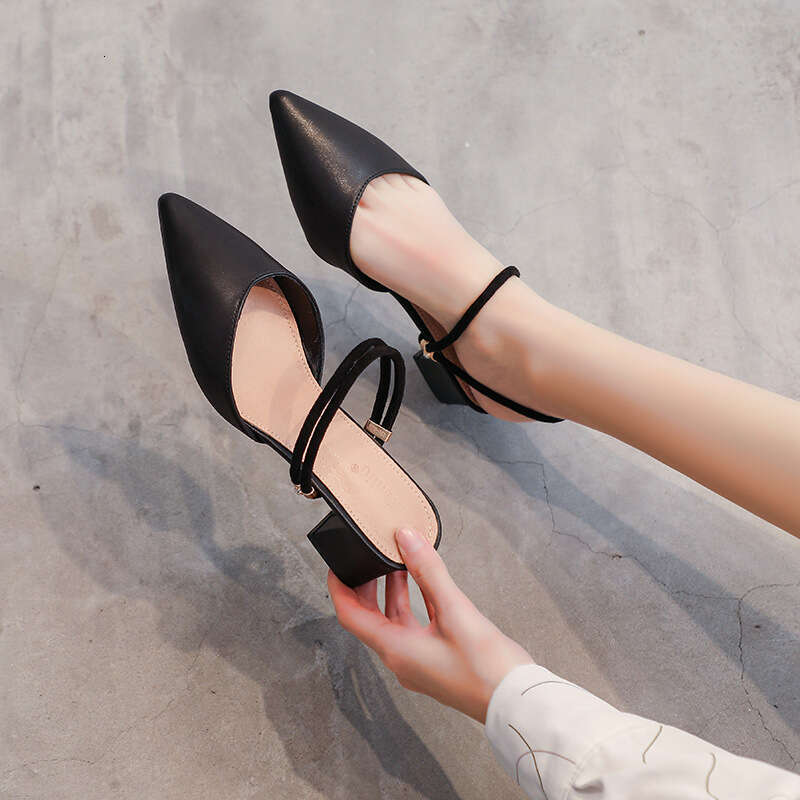 Women's Peep-Toe 2025 New Summer Mid-Heel Chunky Heel Fairy Style Fashion Two-Way Dress Sandals