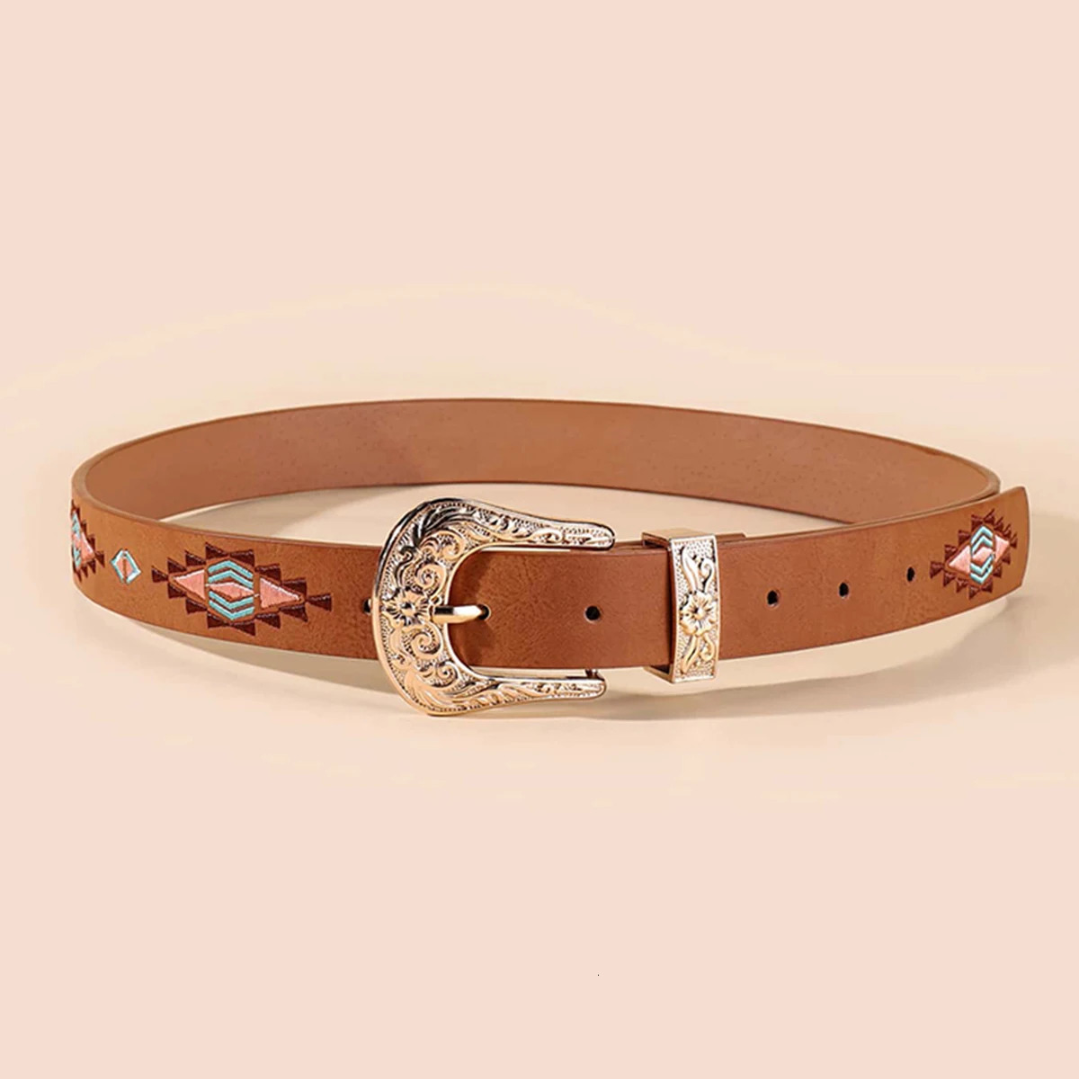 Women western BUCKle eMBroidered strap jeans belt 250527