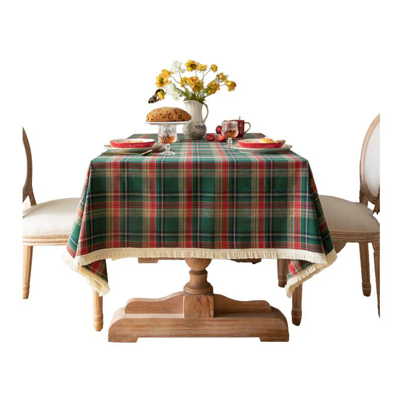 B365 tablecloth American plaid tablecloth rectangular photo atmosphere retro cotton and linen coffee table cloth tablecloth