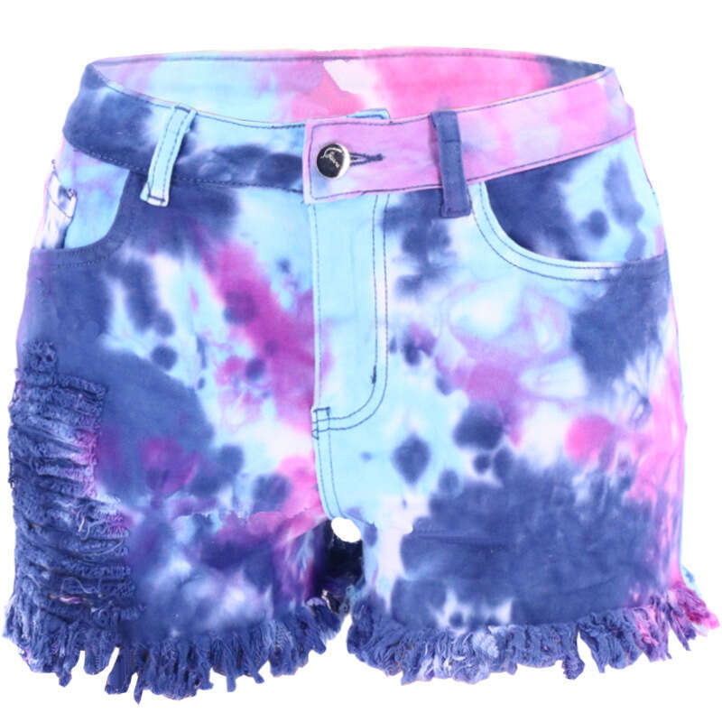 Shorts Women Denim Shorts Spring Summer Straight Tie Dye Fringe Cuffed Distressed Loose Women S Denim Shorts Jean Shorts