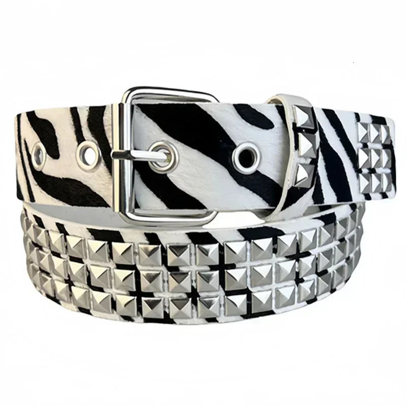 Women Camouflage Leopard Belts Heavy Metal Belt Y2K Rivet Inlay Faux Leather Belt Punk Hip Hop Rock Air Eye Jeans Decoration 250520