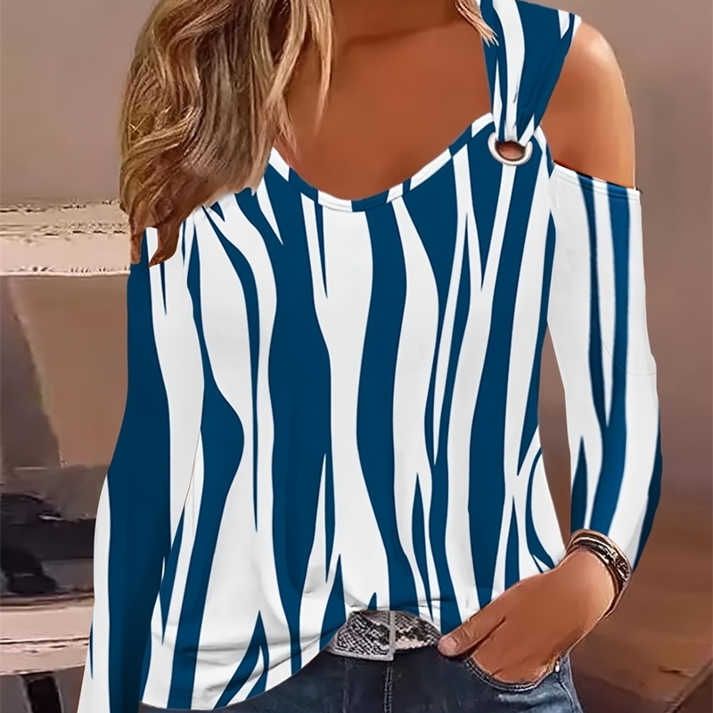 Plus Size Autumn Simple Metal Button Vneck Womens Shirt 2023 Sexy Casual Tshirt Pulling Top y250430Z