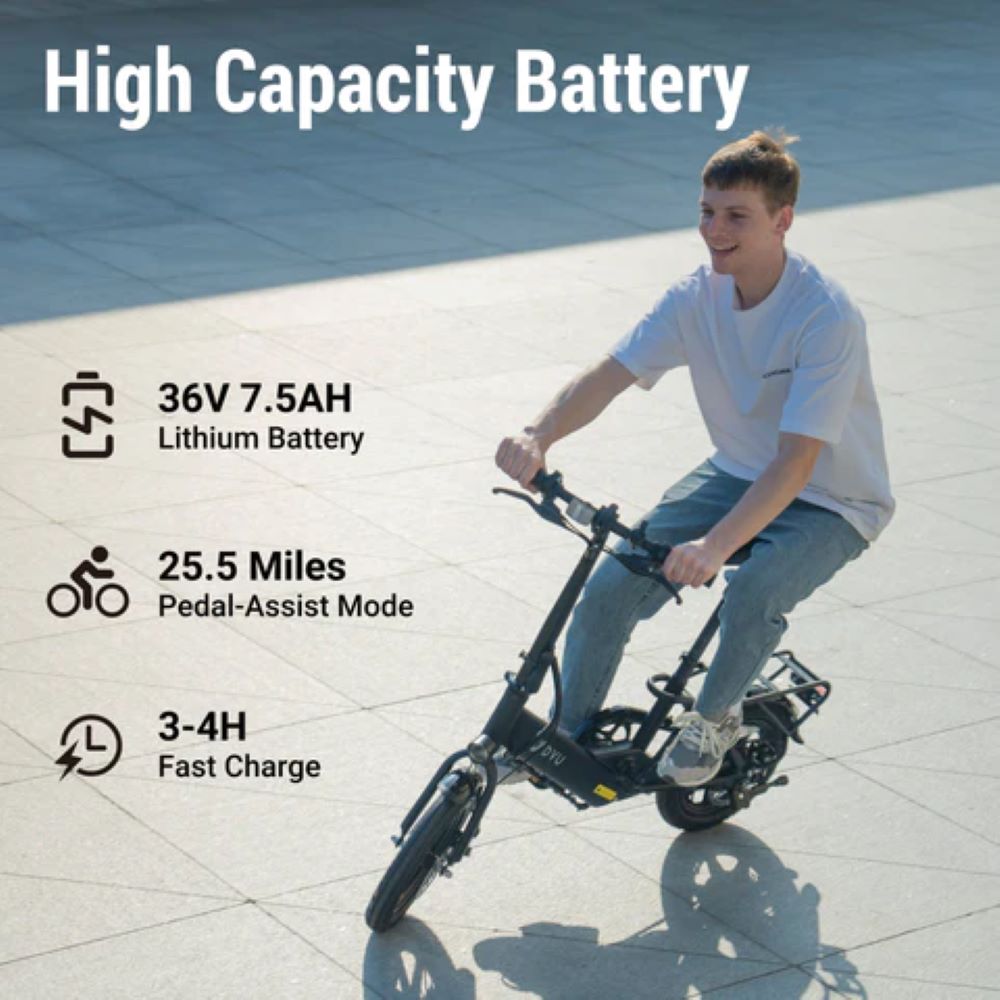 DYU C3 14 inch Portable Electric bike 350W Adult Folding City E-Bike 36V/7.5AH 25km/h Pedelec UK Stock