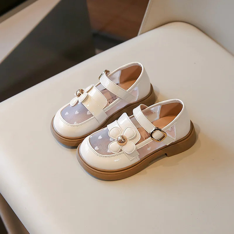 Fashion Chic Flower Children Princess Shoes Breathable Causal Kids Mary Jane Shoes for Party Summer Girls Mesh Leather Shoes 250528