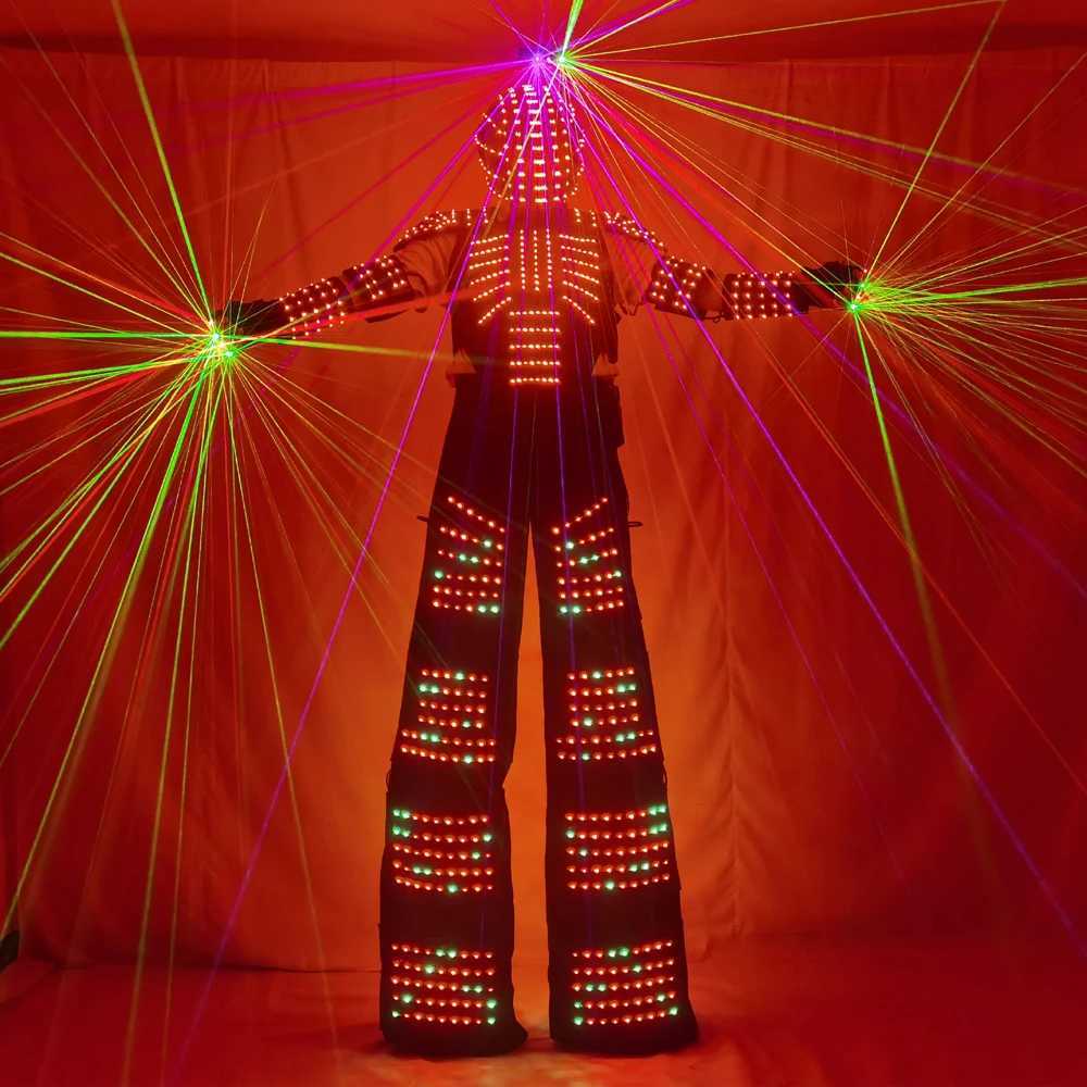 Full Color Pixel LED Robot Costume David Guetta LED Robot Suit Laser Robot Jacket Ranger Stilts Clothes Luminous Costumes W250528