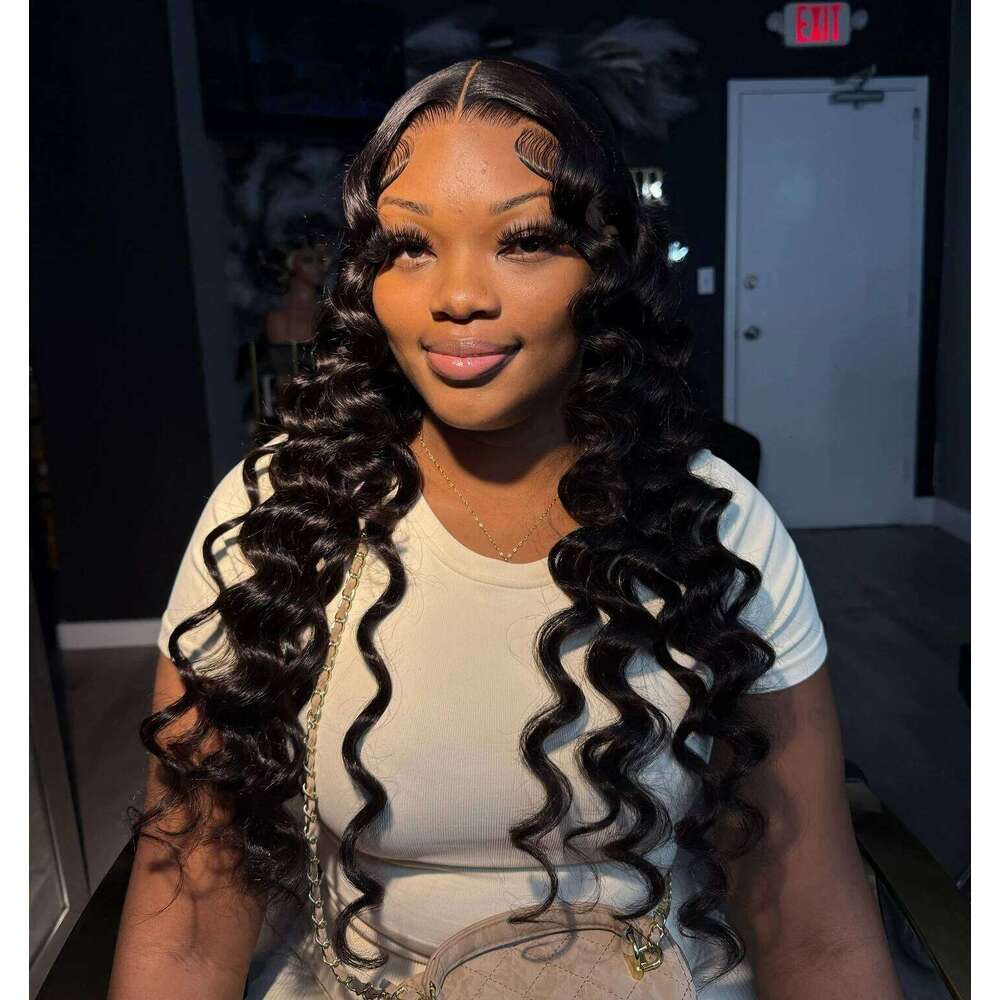30 inch 13x6 HD Front Loose Deep Wave Human Hair Frontal Wigs Transparent Lace Brazilian Virgin wig