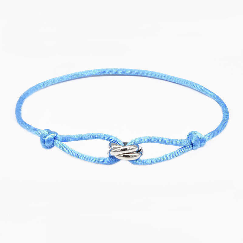 Handwoven Couple Stainless Steel DIY Colors Three Rings Adjustable Bracelet