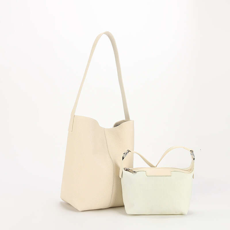 New Large Capacity Genuine Leather Tote Simple Versatile First Layer Cowhide Mother-Daughter Fashion Single Shoulder Bucket Women's Bag