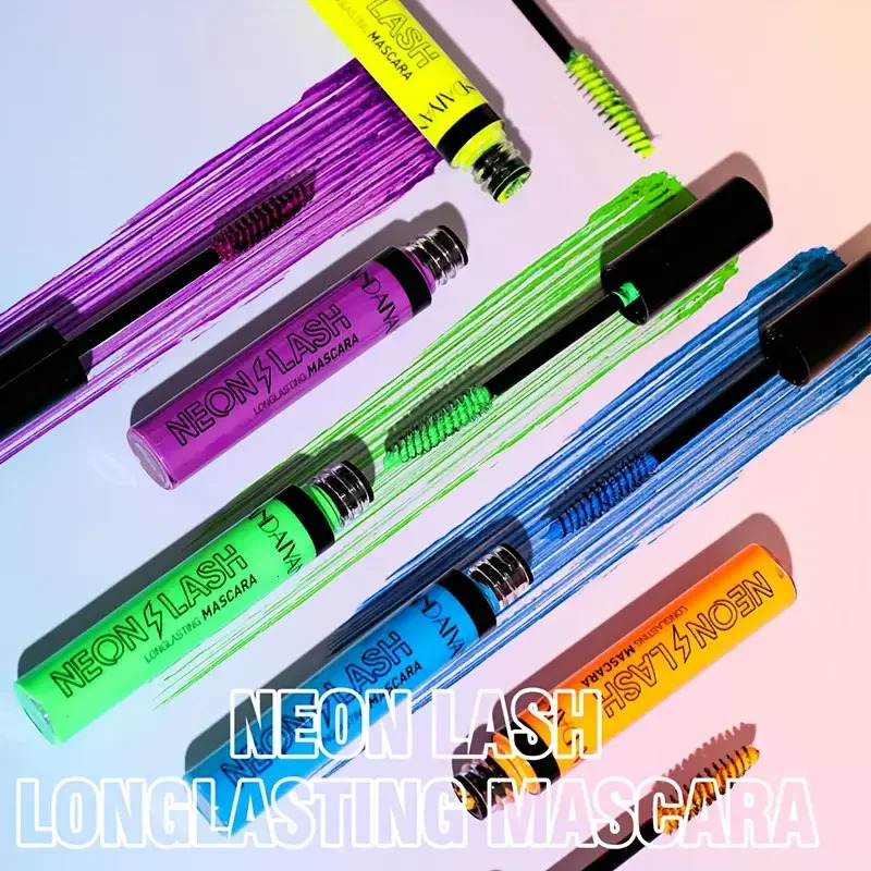 6Pcs Fluorescence Mascara Waterproof No Blooming Fast Dry Colorful Neon Eyelashes Curling Yellow Lengthens Eye Lashes Cosmetics 250523