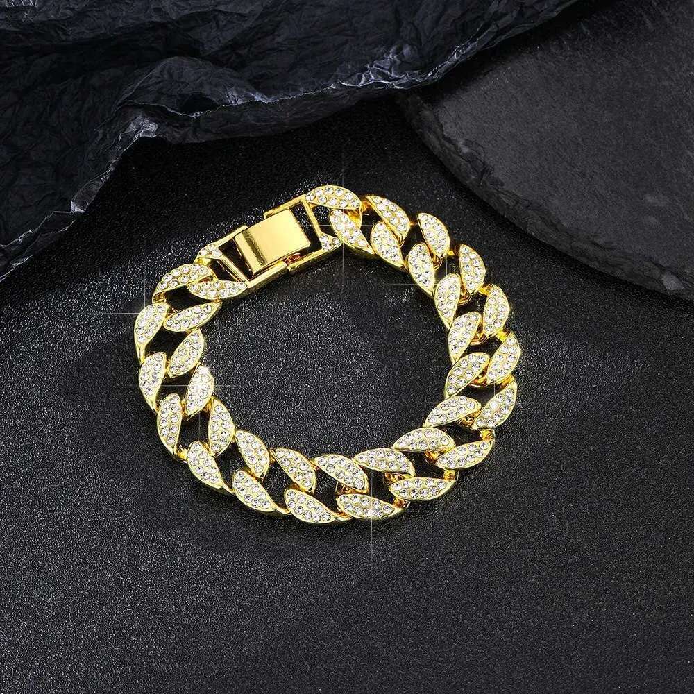 Accessories for men, hip-hop Cuban necklace, full dia trendy sweater 12MM large gold chain, no fading