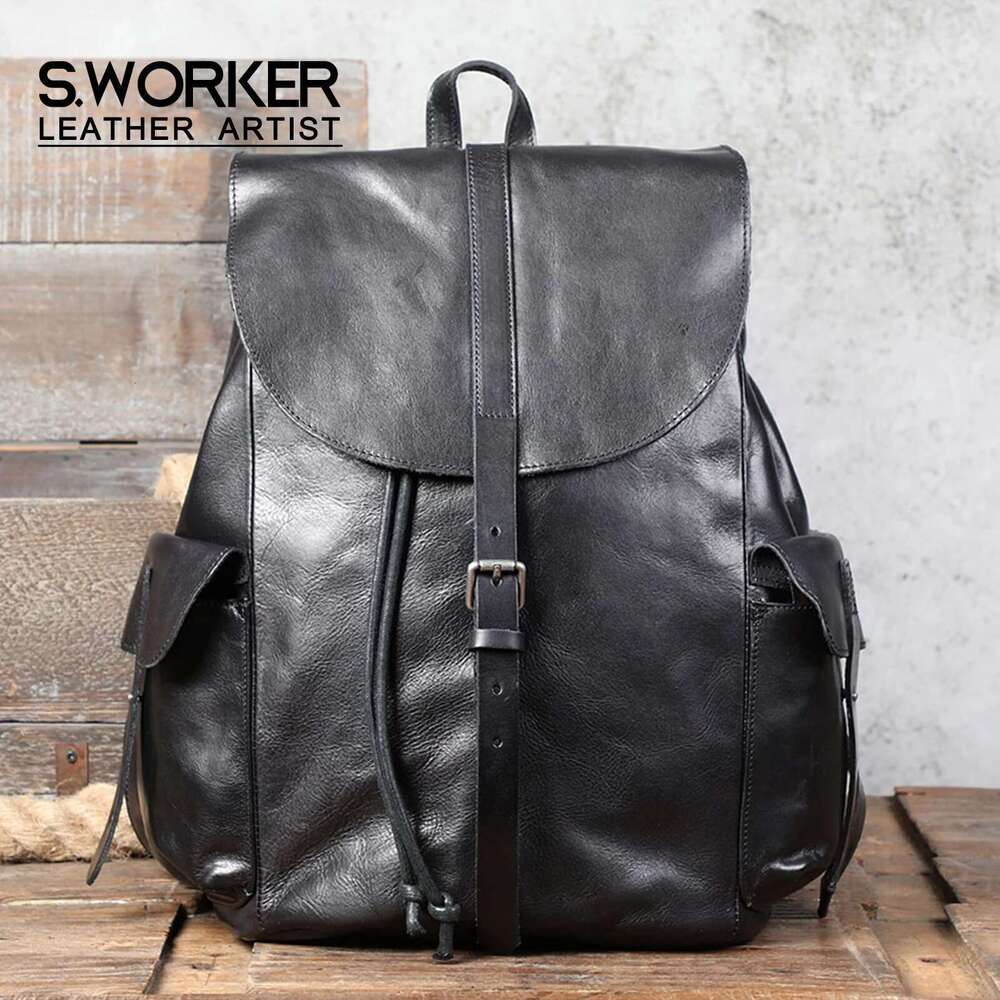 Casual Genuine Leather Men's Backpack Laptop For Men Travel Bag Top Layer Cowhide Male Backpacks Fashion Preppy Style