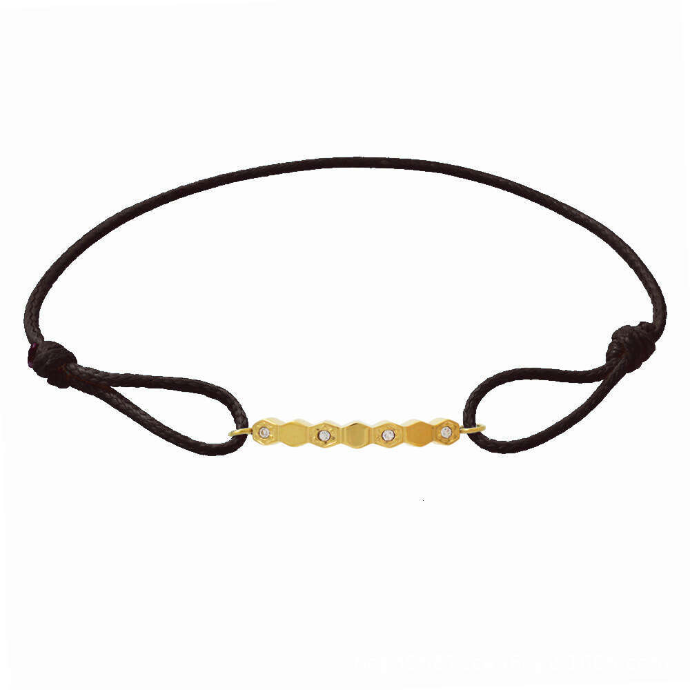 Handwoven Titanium Steel Gold and Sier Couple Hexagonal Honeycomb Zirconia Colorful Adjustable Neutral Rope