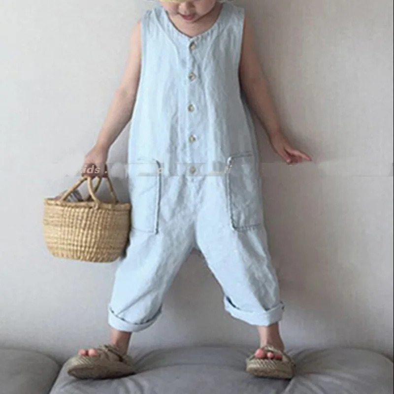 Family Matching Outfits Summer Thin Blue Denim Jumpsuit Fashion Loose Unisex Overall for Mother and Daughter Son Clothing H396 250528