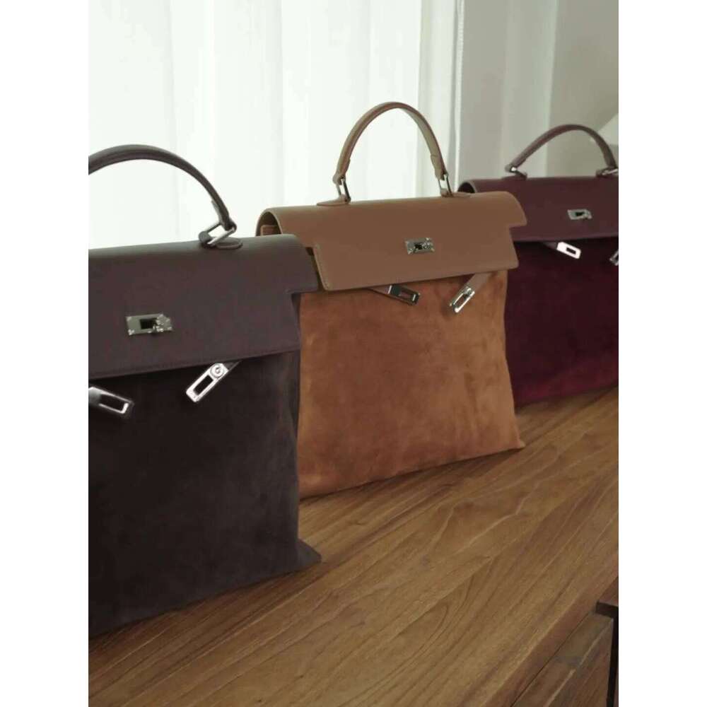 2024 Fall/Winter Korean Women's Large Capacity Fashion Backpack Atmosphere Suede Cowhide Single Shoulder Handheld Messenger Bag