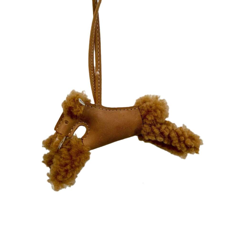Christmas New Niche Genuine Leather Lamb Wool Puppy Plush Pendant Spring Festival Fashion Women's Bag Decoration