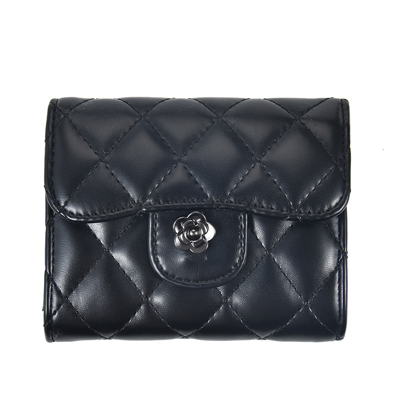 Free Shipping Designer Wallet 2025 Classic Embroidery Grid Handbag Women's Camellia Small Fragrance Multi Layer Card Bag Phone Bag