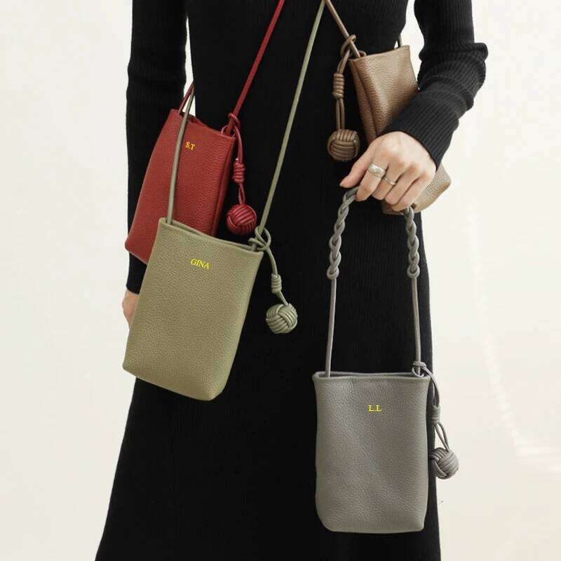 Design Cross-Body Phone Woman Fashion Genuine Leather Shoulder Bag Custom Initials Casual Ladies Bucket Bags Handbag